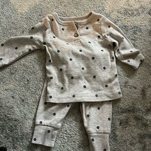 3month neutral polka dot matching set